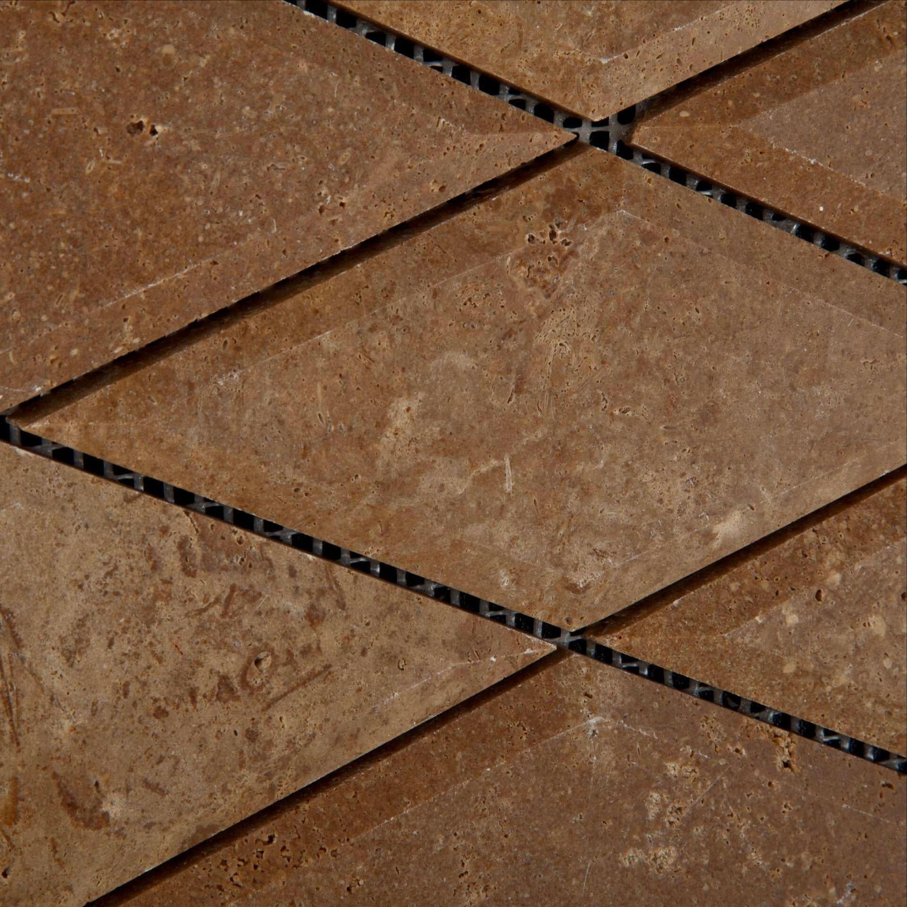 3 X 6 Noce Travertine Diamond / Rhomboid Honed & Beveled Mosaic Tile-Travertine Mosaic-American Tile Depot