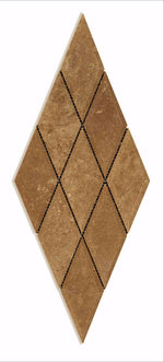 3 X 6 Noce Travertine Diamond / Rhomboid Honed & Beveled Mosaic Tile-Travertine Mosaic-American Tile Depot