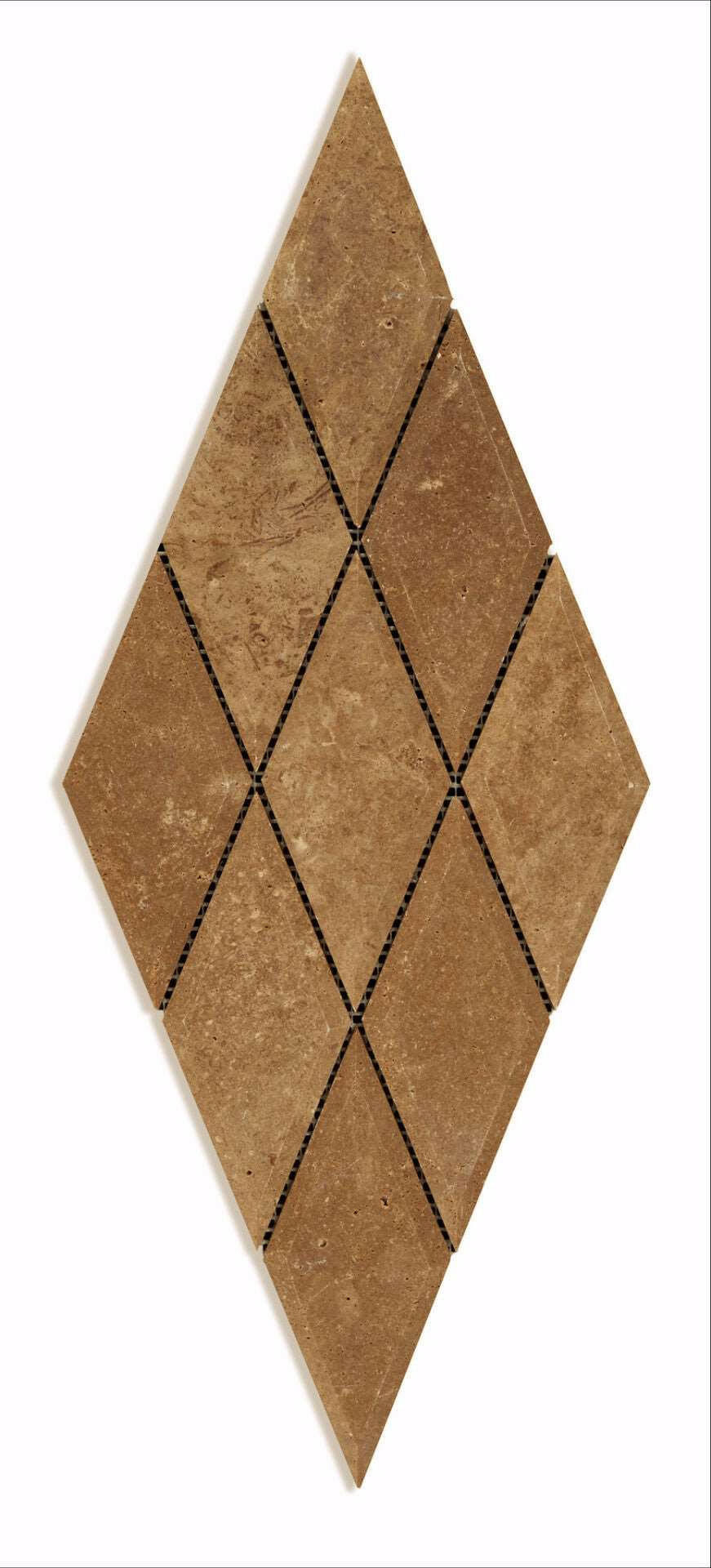 3 X 6 Noce Travertine Diamond / Rhomboid Honed & Beveled Mosaic Tile-Travertine Mosaic-American Tile Depot