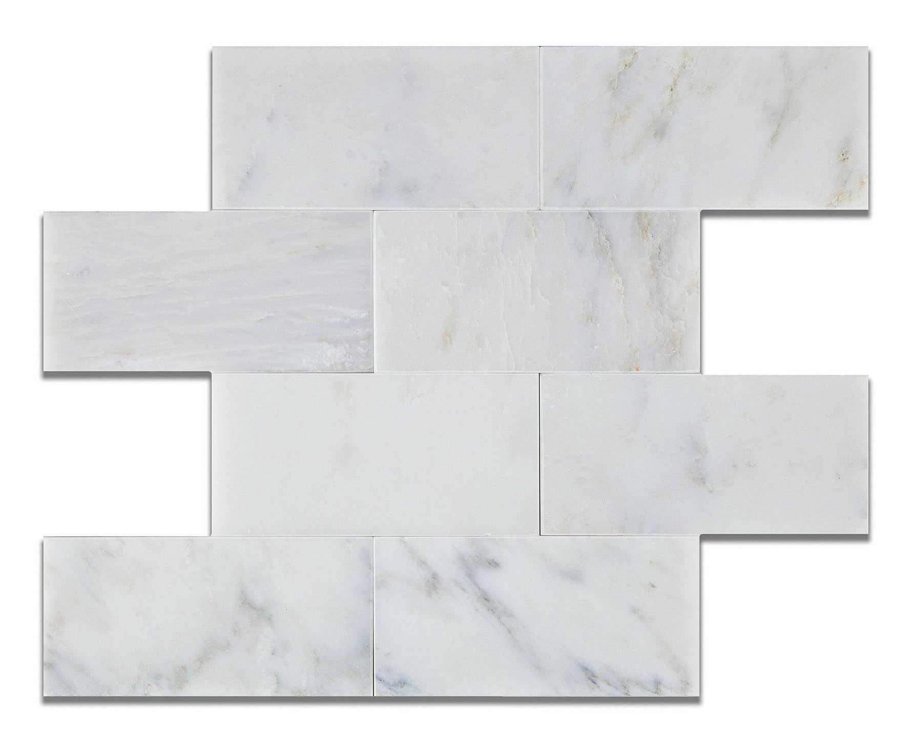 3 X 6 Oriental White / Asian Statuary Marble Honed Subway Brick Field Tile-Marble Tile-American Tile Depot