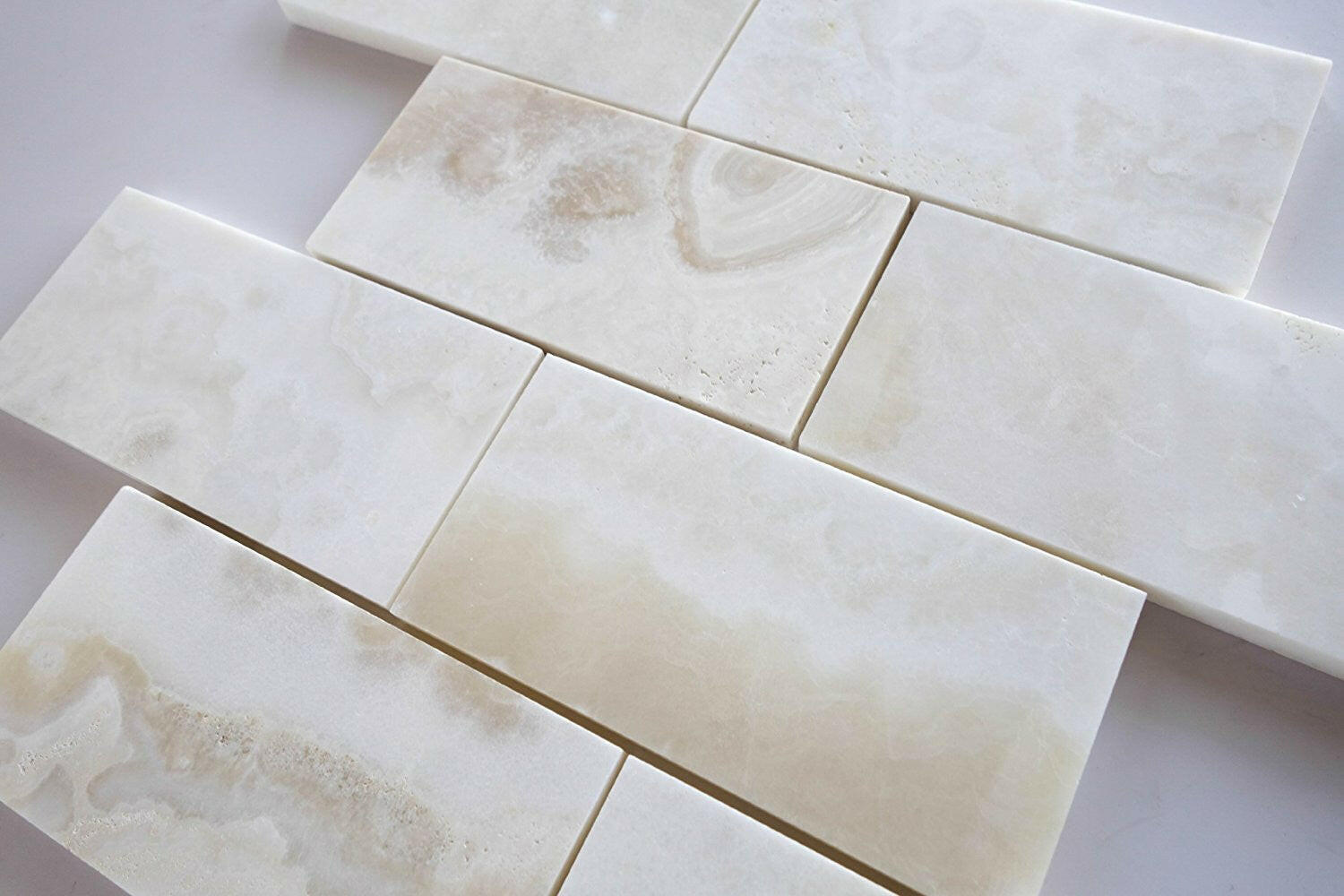 3 X 6 Premium White Onyx CROSS-CUT Polished Subway Brick Field Tile-Onyx Tile-American Tile Depot