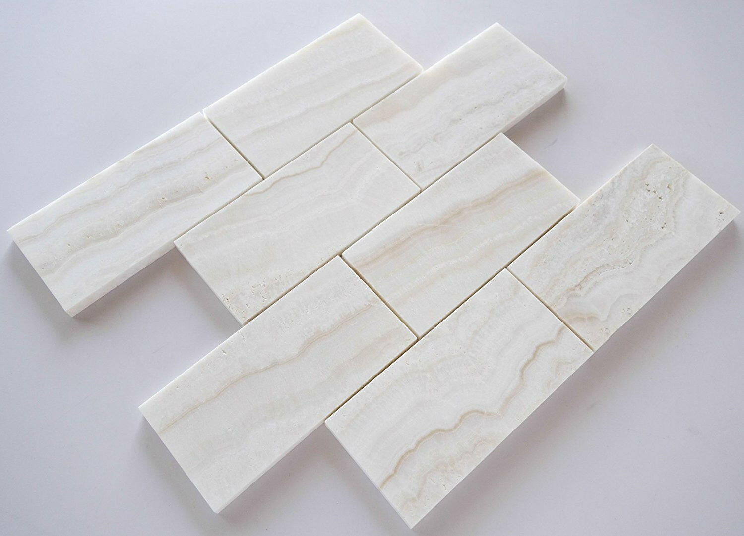 3 X 6 Premium White Onyx VEIN-CUT Polished Subway Brick Field Tile-Onyx Tile-American Tile Depot