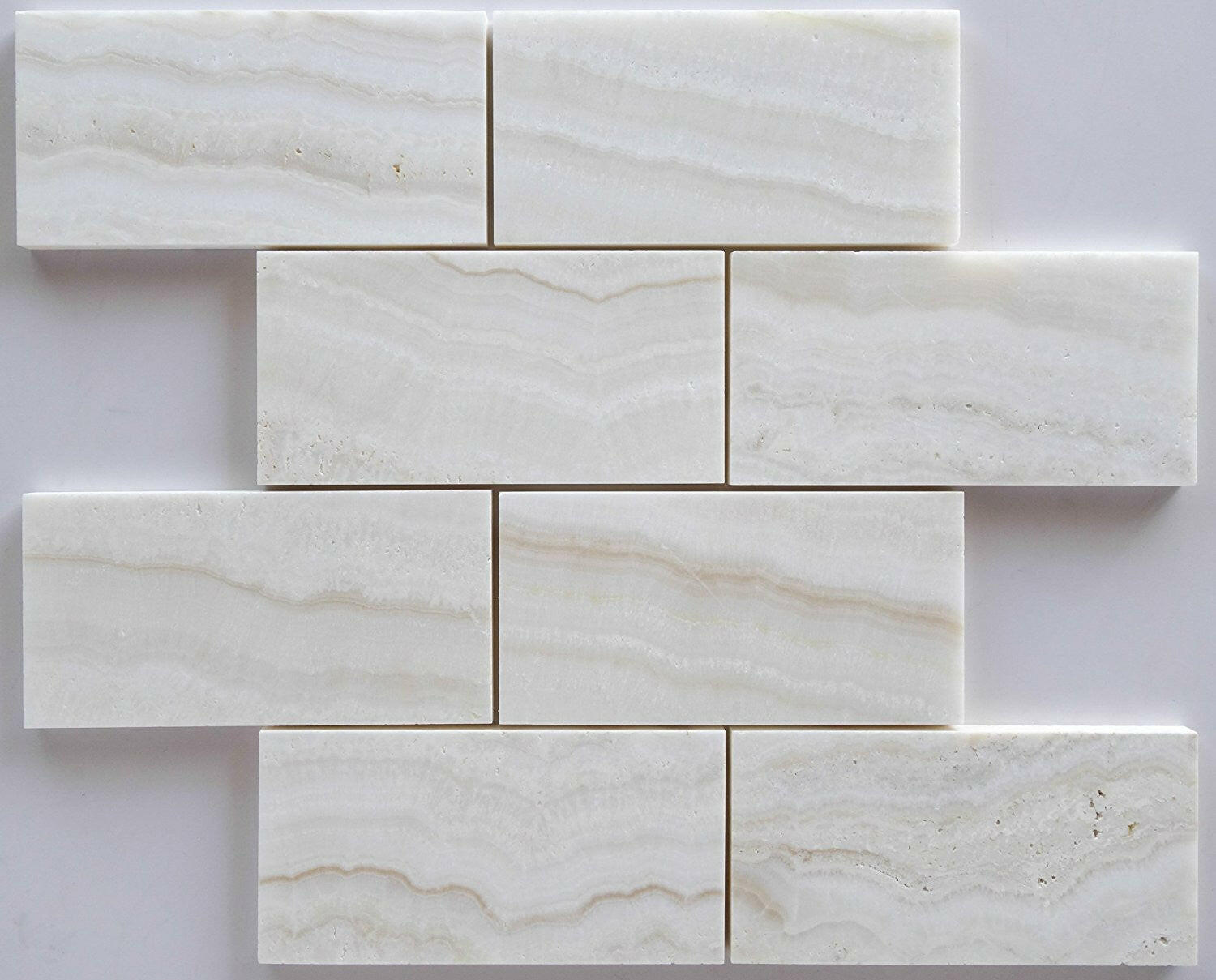 3 X 6 Premium White Onyx VEIN-CUT Polished Subway Brick Field Tile-Onyx Tile-American Tile Depot