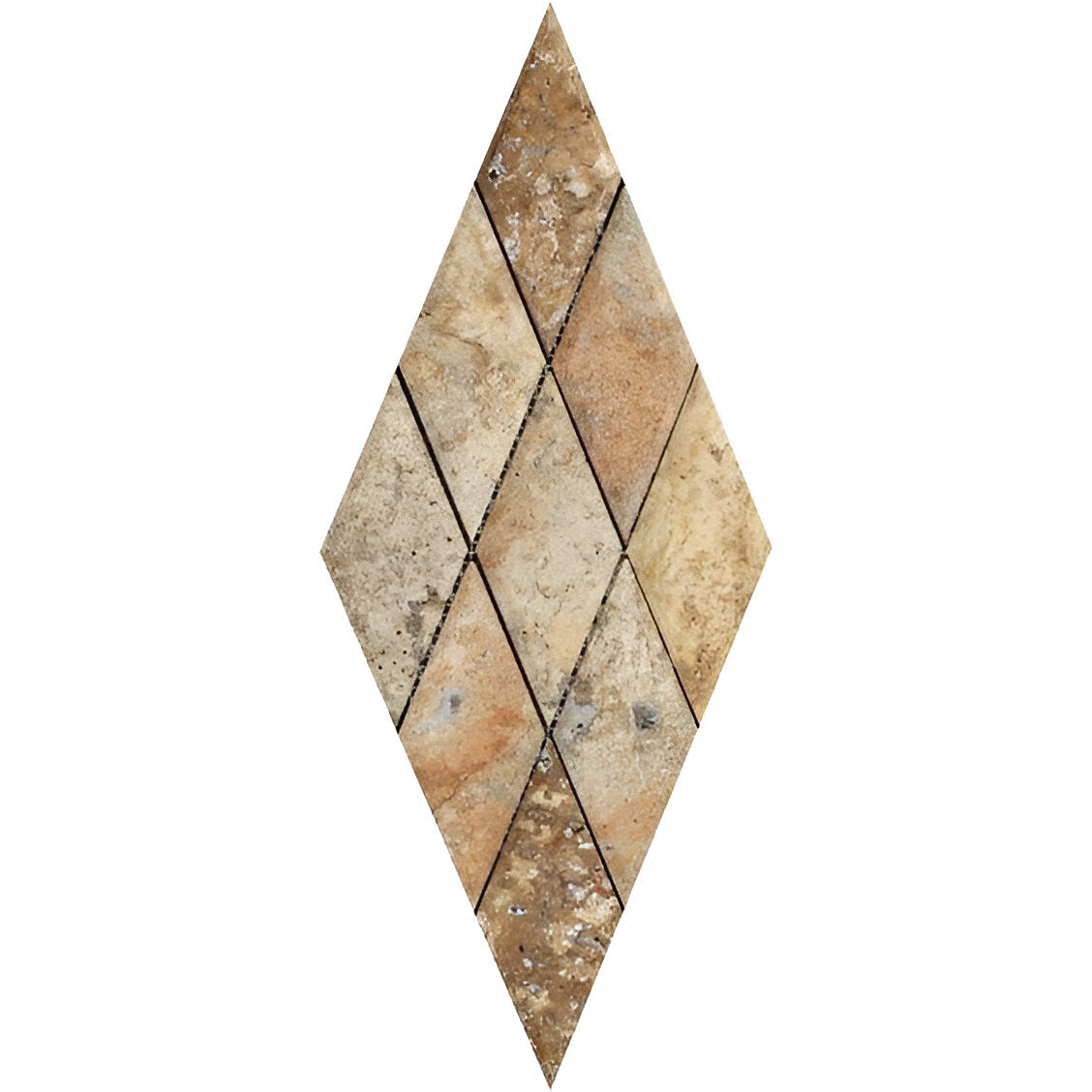 3 X 6 Scabos Travertine Diamond / Rhomboid Polished & Beveled Mosaic Tile-Travertine Mosaic-American Tile Depot