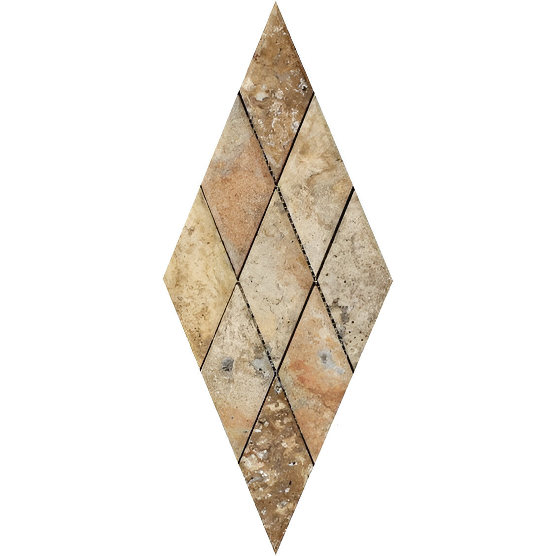 3 X 6 Scabos Travertine Diamond / Rhomboid Polished & Beveled Mosaic Tile-Travertine Mosaic-American Tile Depot