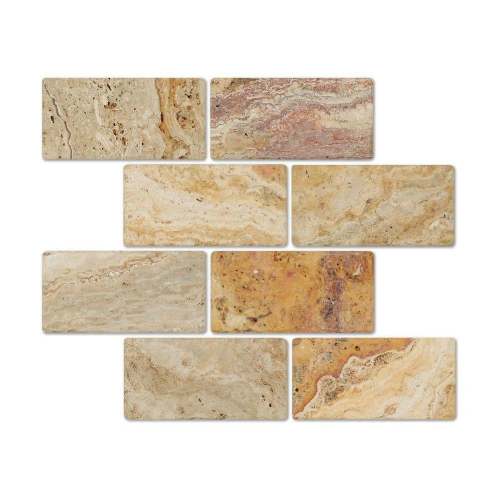 3 X 6 Valencia Travertine Tumbled Subway Brick Field Tile-Travertine Tile-American Tile Depot