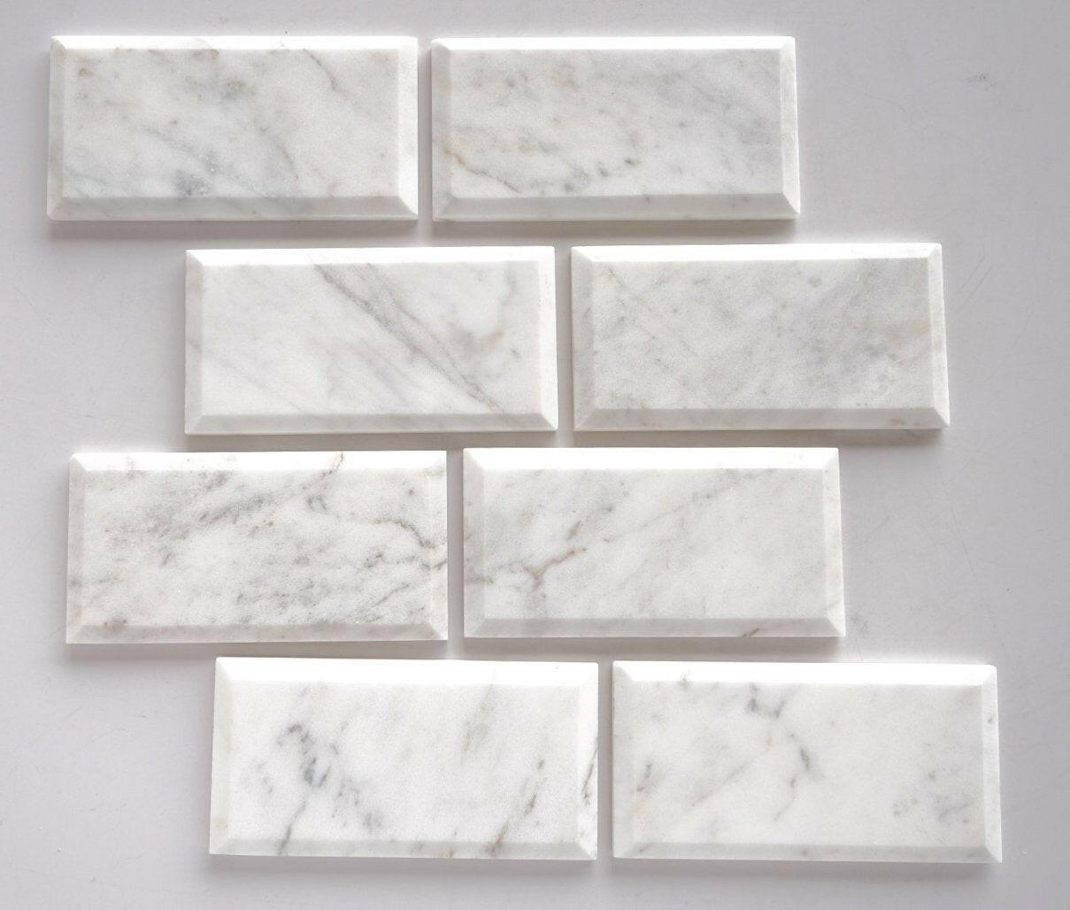 3 x 6 Bianco Venatino (Bianco Mare) Marble Honed & Deep-Beveled Field Tile-Marble Tile-American Tile Depot