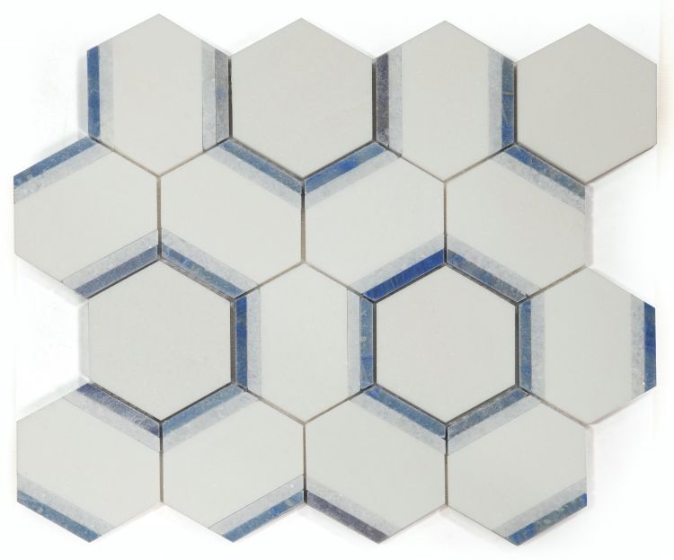 3.5" Beehive Royal Sapphire Hexagon Marble Mosaic Tile-Marble Mosaic-American Tile Depot