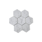 Carrara White Marble Honed 5" Large Hexagon Mosaic Tile-Marble Mosaic-American Tile Depot