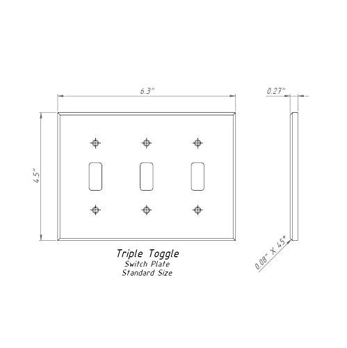 Thassos White Marble Triple Toggle Switch Wall Plate / Switch Plate / Cover - Honed