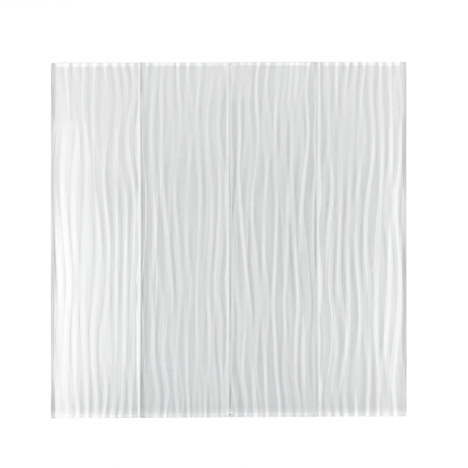 3 X 12 White Pacific Waves Glass Subway Tile