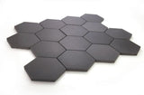 3" Beehive Basalt Honed Hexagon Marble Mosaic Tile