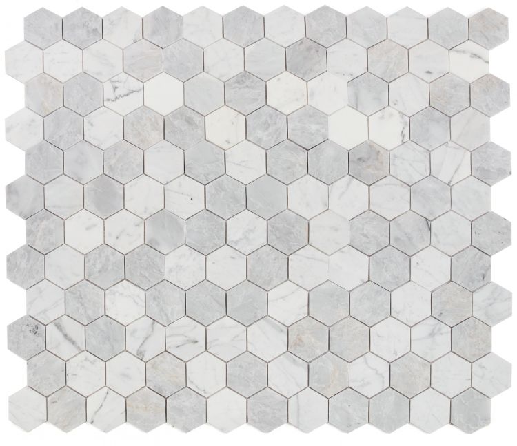 3" Beehive City Grey Polished Hexagon Marble Mosaic Tile-Marble Mosaic-American Tile Depot