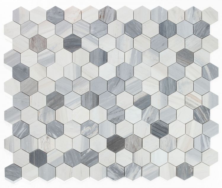 3" Beehive Italian Blue Honed Hexagon Marble Mosaic Tile-Marble Mosaic-American Tile Depot