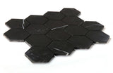 3" Beehive Marquina Honed Hexagon Marble Mosaic Tile