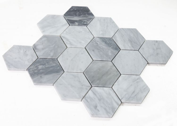 3" Beehive Mix Grey Honed Hexagon Marble Mosaic Tile-Marble Mosaic-American Tile Depot