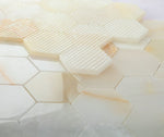 3" Beehive Onyx White Polished Hexagon Marble Mosaic Tile-Marble Mosaic-American Tile Depot