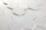 3" Beehive Snow White Honed Hexagon Marble Mosaic Tile