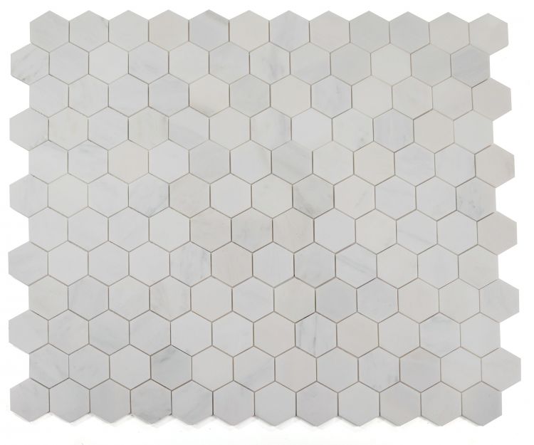 3" Beehive Snow White Polished Hexagon Marble Mosaic Tile-Marble Mosaic-American Tile Depot