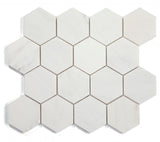 3" Beehive Snow White Polished Hexagon Marble Mosaic Tile-Marble Mosaic-American Tile Depot