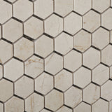 Crema Marfil Marble Honed 1" Mini Hexagon Mosaic Tile