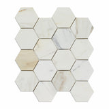 Calacatta Gold Marble Polished 3" Hexagon Mosaic Tile-Marble Mosaic-American Tile Depot