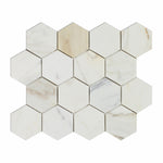 Calacatta Gold Marble Polished 3" Hexagon Mosaic Tile-Marble Mosaic-American Tile Depot