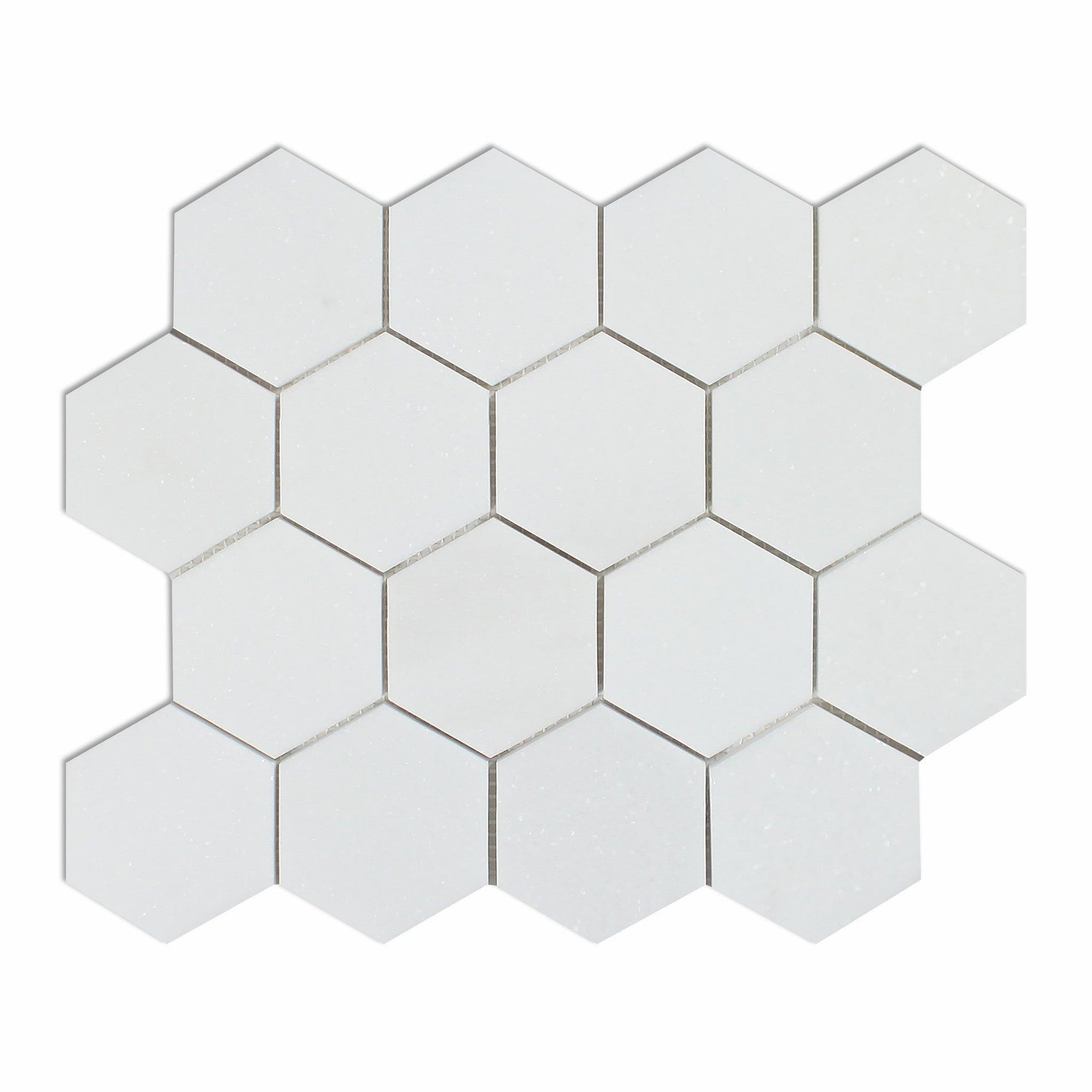 Thassos White Marble Honed 3" Hexagon Mosaic Tile-Marble Mosaic-American Tile Depot