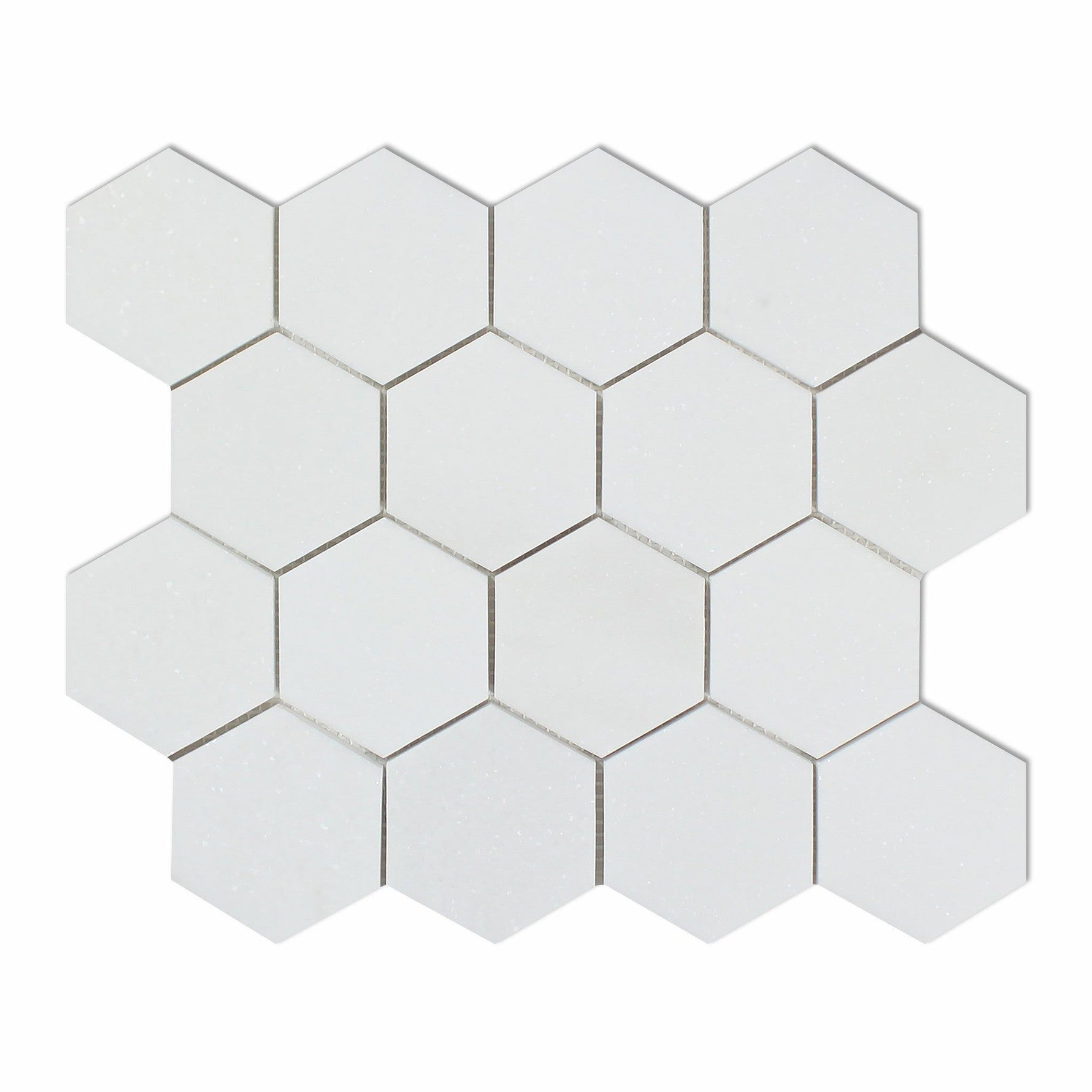 Thassos White Marble Polished 3" Hexagon Mosaic Tile-Marble Mosaic-American Tile Depot