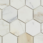 Calacatta Gold Marble Honed 3" Hexagon Mosaic Tile-Marble Mosaic-American Tile Depot