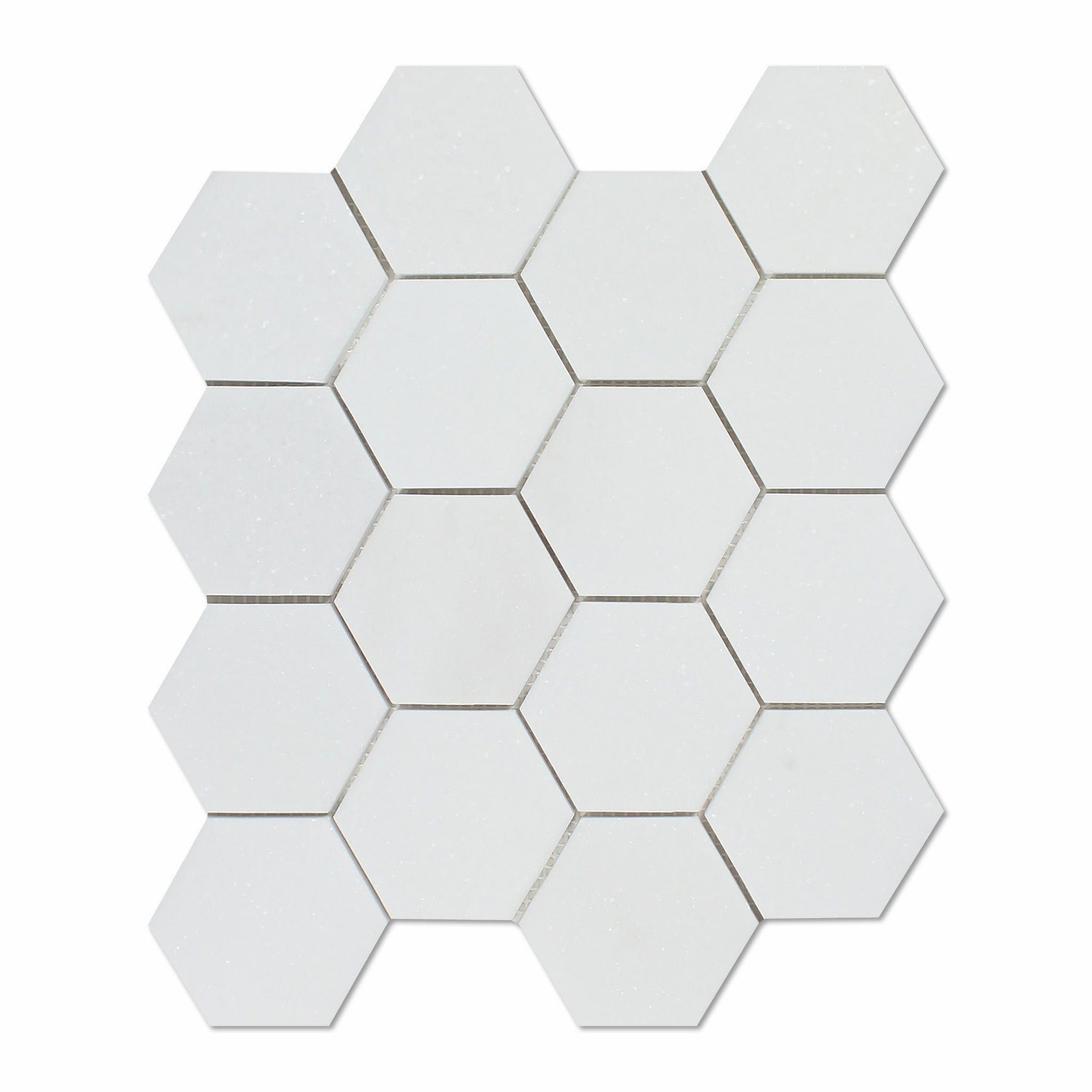 Thassos White Marble Polished 3" Hexagon Mosaic Tile-Marble Mosaic-American Tile Depot