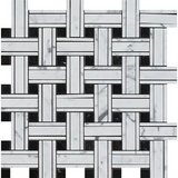 Carrara White Marble Honed Triple Weave Mosaic Tile w / Black Dots-Marble Mosaic-American Tile Depot