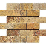 2 X 4 Scabos Travertine Tumbled Brick Mosaic Tile-Travertine Mosaic-American Tile Depot