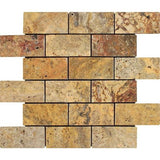 2 X 4 Scabos Travertine Tumbled Brick Mosaic Tile-Travertine Mosaic-American Tile Depot