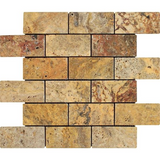 2 X 4 Scabos Travertine Tumbled Brick Mosaic Tile