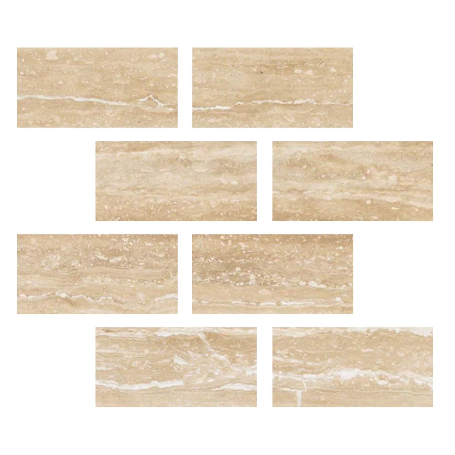 3x6 Ivory Travertine Vein Cut Filled & Honed Tile-American Tile Depot