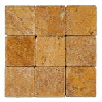 4 X 4 Gold / Yellow Travertine Tumbled Field Tile-Travertine Tile-American Tile Depot