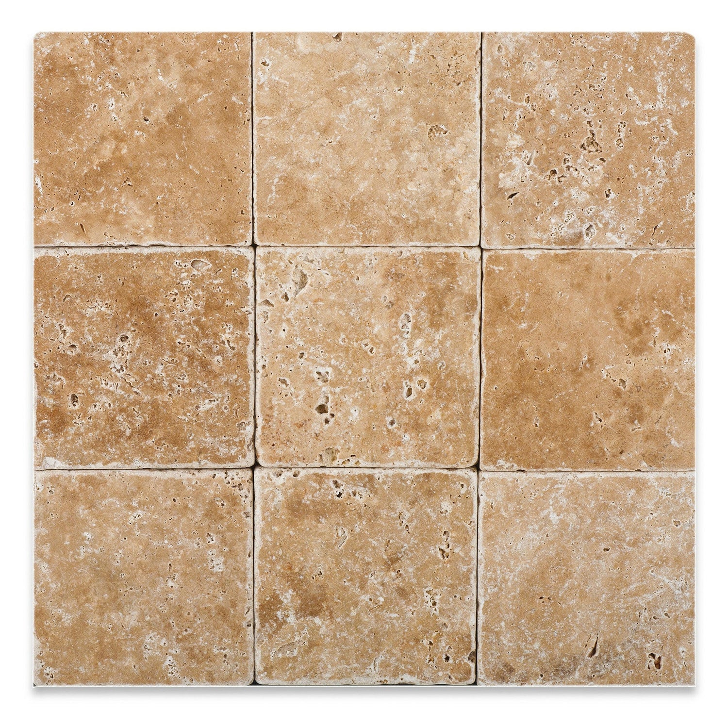 4 X 4 Walnut Travertine Tumbled Field Tile-Travertine Tile-American Tile Depot