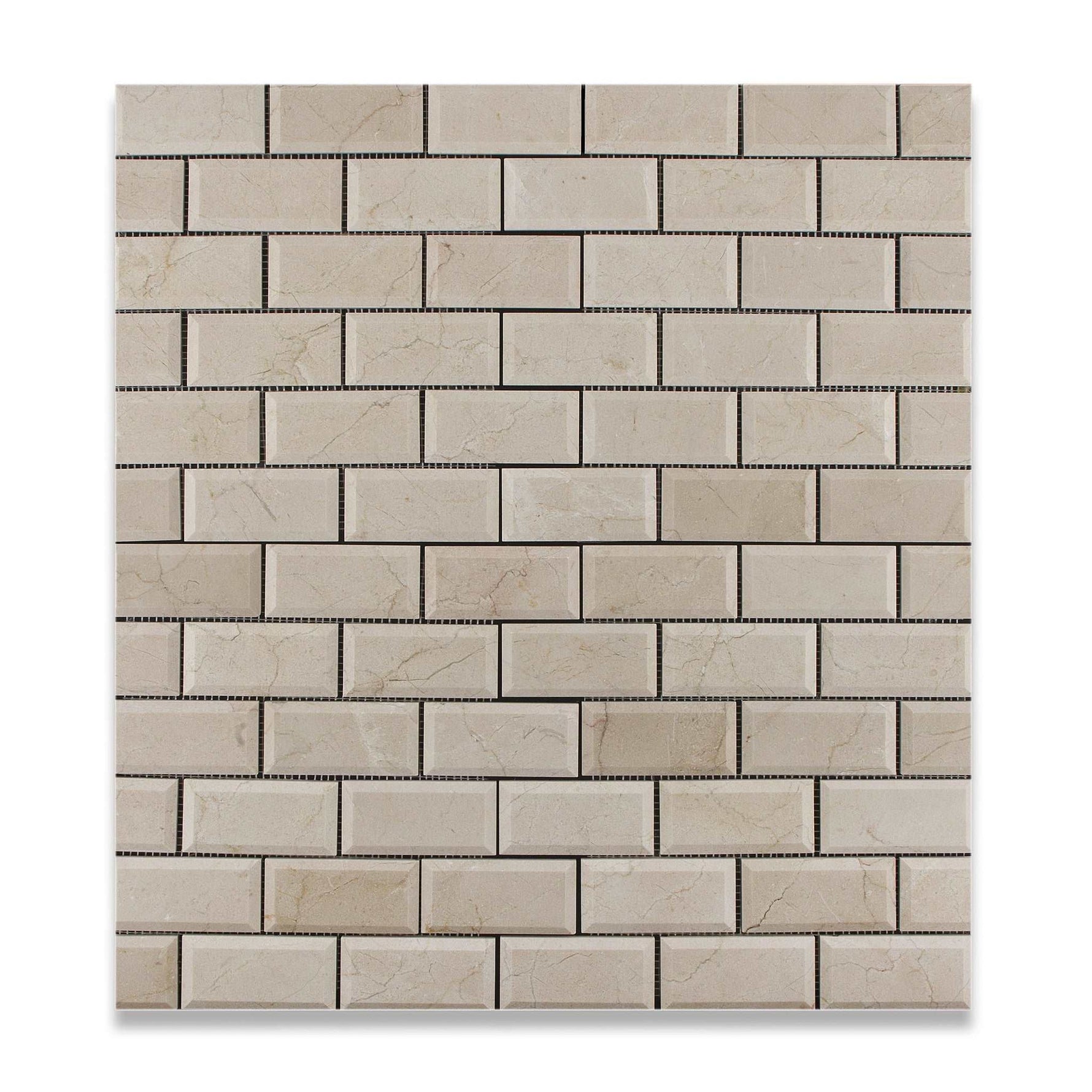 2 X 4 Crema Marfil Marble Honed & Beveled Brick Mosaic Tile