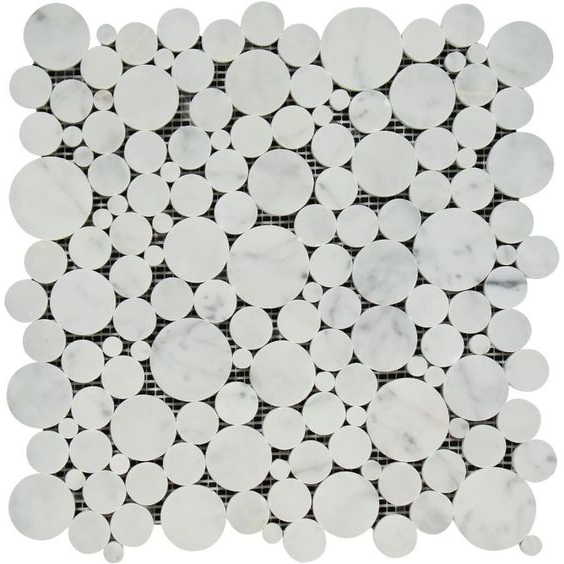 Carrara White Marble Honed Bubbles Mosaic Tile-Marble Mosaic-American Tile Depot