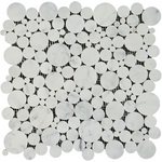 Carrara White Marble Polished Bubbles Mosaic Tile-Marble Mosaic-American Tile Depot