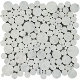 Carrara White Marble Polished Bubbles Mosaic Tile