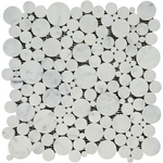 Carrara White Marble Polished Bubbles Mosaic Tile-Marble Mosaic-American Tile Depot