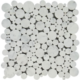 Carrara White Marble Polished Bubbles Mosaic Tile