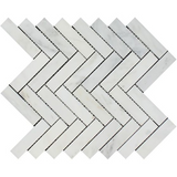 Oriental White / Asian Statuary Marble Honed 1 x 4 Herringbone Mosaic Tile