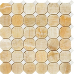 Honey Onyx Polished Octagon Mosaic Tile w / White Dots-Onyx Mosaic-American Tile Depot