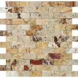 1 X 2 Valencia Travertine Split-Faced Brick Mosaic Tile