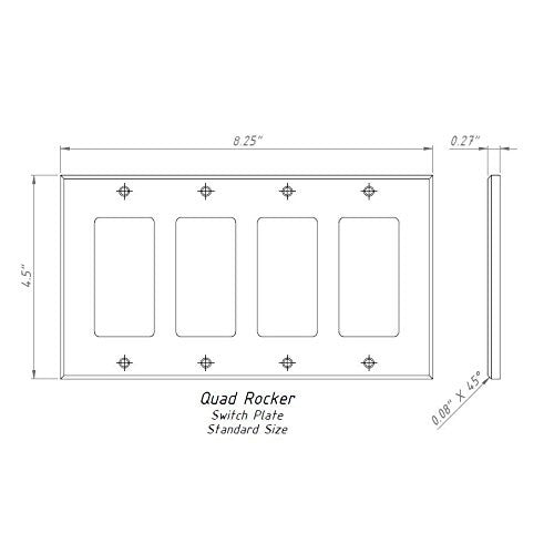 Thassos White Marble Quadruple Rocker Switch Wall Plate / Switch Plate / Cover - Honed