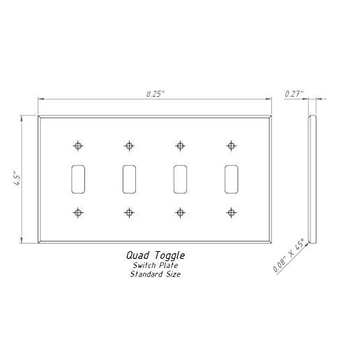 Italian Carrara White Marble Quadruple Toggle Switch Wall Plate / Switch Plate / Cover - Honed