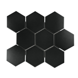 Gio Black Matte 4" Hexagon Porcelain Mosaic Tile